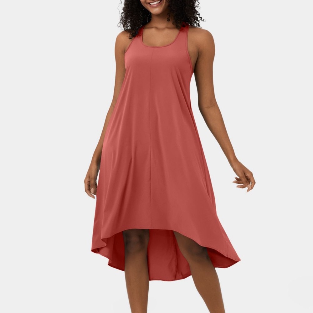 Breezeful™ Racerback Side Pocket High Low Flowy Midi Casual Dress M